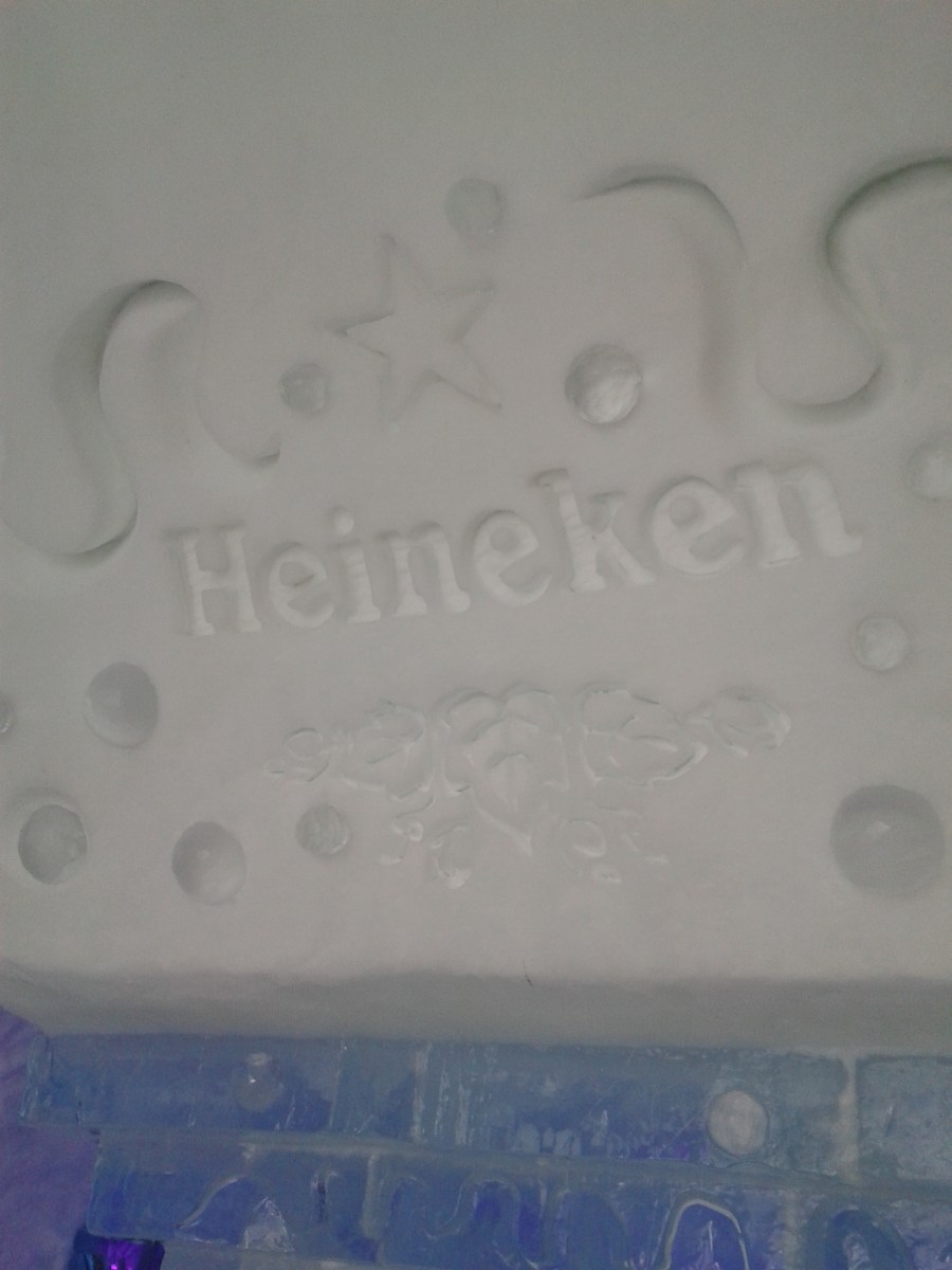 Heineken sign in Ice Hotel