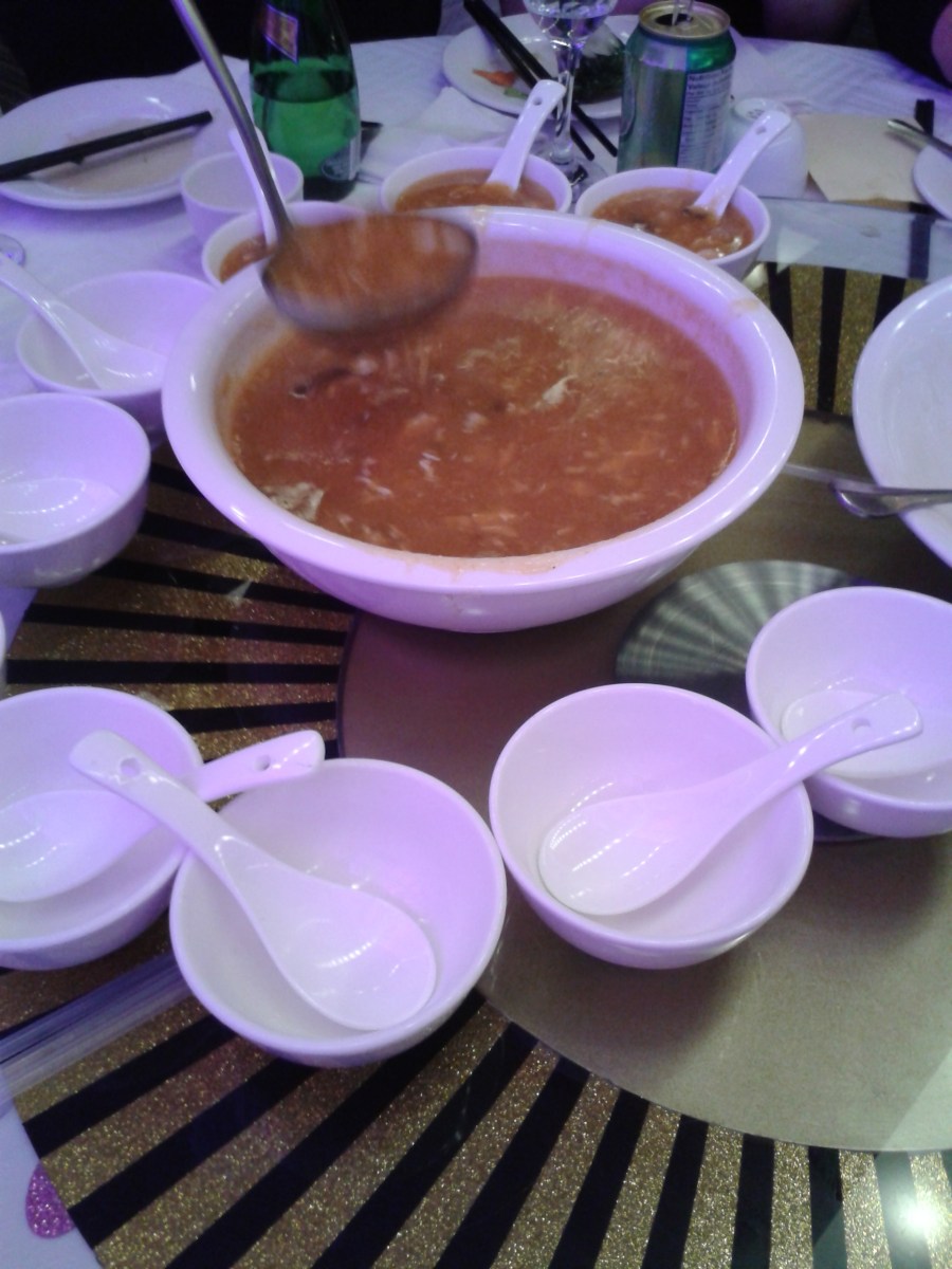 Pumpkin with mushroom and seafood soup